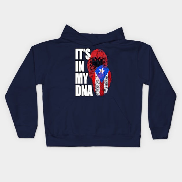 Albanian And Puerto Rican Mix DNA Flag Heritage Gift Kids Hoodie by Just Rep It!!